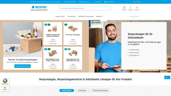 Website Screenshot: Medewo GmbH - Verpackungsmaterial & Verpackungen online kaufen | MEDEWO - Date: 2023-06-14 10:43:47