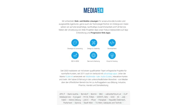 Website Screenshot: MEDIA24 Webdesign, Webdesign in Wien und Niederösterreich - MEDIA24: Web- und App-Entwicklung in Wien - Date: 2023-06-23 12:06:49