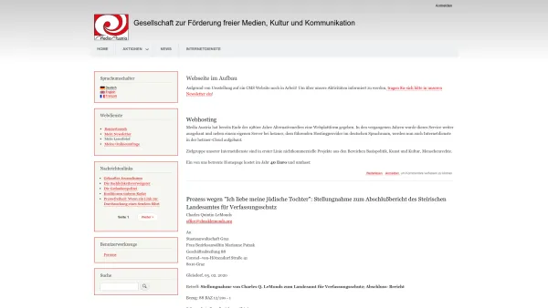 Website Screenshot: Media Austria - Webhosting und Webdesign - | Gesellschaft zur Förderung freier Medien, Kultur und Kommunikation - Date: 2023-06-23 12:06:49