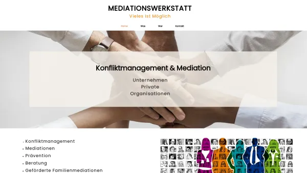 Website Screenshot: mediationswerkstatt - Mediationswerkstatt - Mediationen & Konfliktmanagement - Date: 2023-06-23 12:06:52