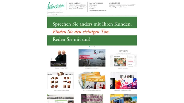 Website Screenshot: Mediendesign Kundenzeitung Folder Buch Website - Home - Mediendesign - Date: 2023-06-14 10:43:47