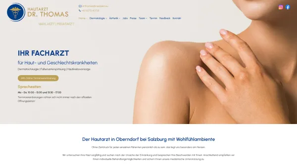 Website Screenshot: Thomas Michael MediSkin-Das Hautzentrum Berchtesgadener Land - Hautarzt bei Salzburg | Dr. Michael Thomas - Date: 2023-06-23 12:06:52