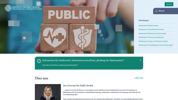 Website Screenshot: Institut für Umwelthygiene - Zentrum für Public Health | MedUni Wien - Date: 2023-06-15 16:02:34