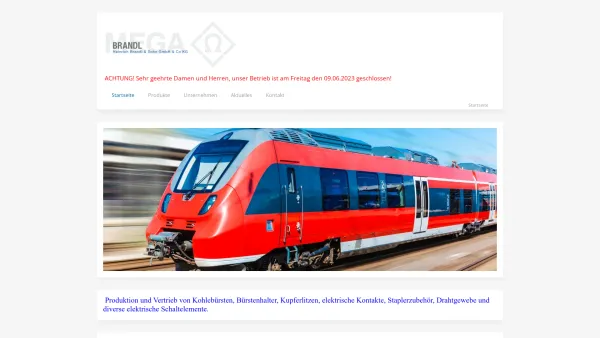 Website Screenshot: Heinrich Brandl & Sohn GmbH & Co Kg - Mega Brandl - Kohlebürsten Österreich - Date: 2023-06-15 16:02:34