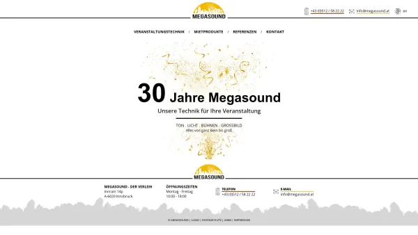 Website Screenshot: Alexander Megasound Der Verleih - Megasound - Veranstaltungstechnik - Innsbruck - Tirol - Date: 2023-06-23 12:06:55