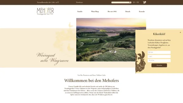 Website Screenshot: Weingut Mehofer - Home - Weingut Mehofer - Neudeggerhof - Date: 2023-06-14 10:43:47