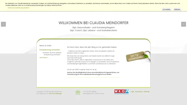 Website Screenshot: Claudia Meindorfer Lebensberatung - Claudia Meindorfer - Date: 2023-06-23 12:06:55