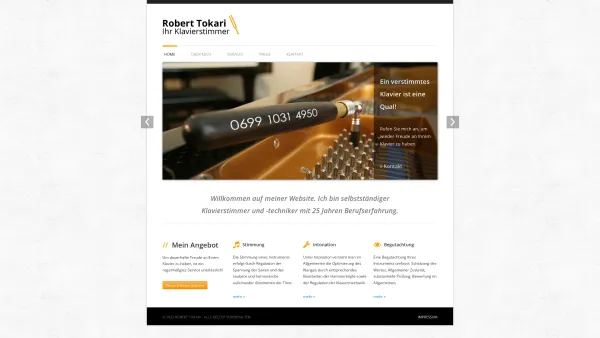Website Screenshot: KLAVIERSTIMMEN in Wien, Niederösterreich und Burgenland - Robert Tokari | Ihr Klavierstimmer in Wien - Date: 2023-06-14 10:37:24