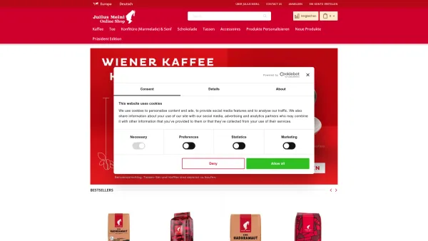 Website Screenshot: Meinl Julius AG - Gr. - Vienna Julius Meinl coffee Online Gourmet Store - Date: 2023-06-23 12:06:55