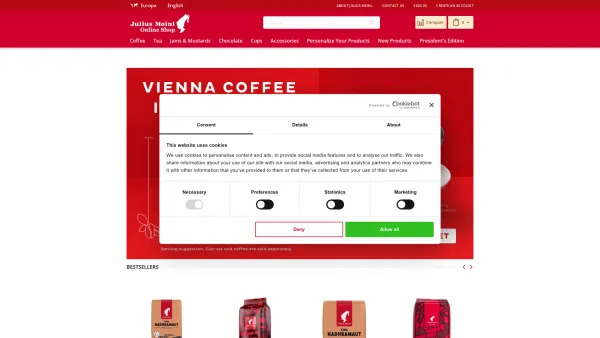 Website Screenshot: Julius Meinl GmbH - Vienna Julius Meinl coffee Online Gourmet Store - Date: 2023-06-14 10:43:48