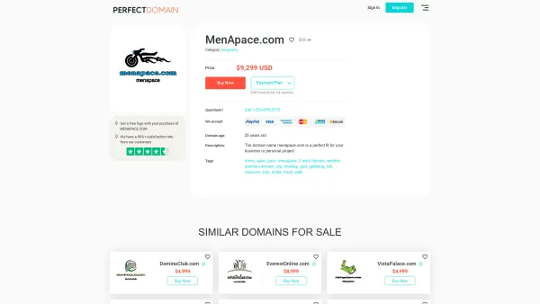 Website Screenshot: Menapace - Menapace.com is for sale - PerfectDomain.com - Date: 2023-06-23 12:07:01