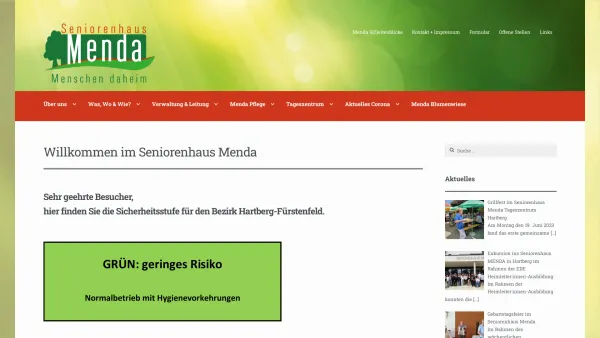 Website Screenshot: Seniorenhaus Menda - Seniorenhaus Menda – Menschen daheim - Date: 2023-06-23 12:07:01