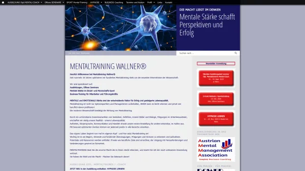 Website Screenshot: Mentaltraining Wallner® Privatinstitut für Mentaltraining und Hypnose - MENTALTRAINING WALLNER® - Date: 2023-06-15 16:02:34