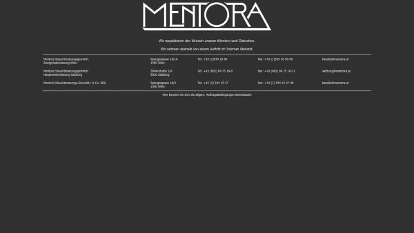 Website Screenshot: MENTORA Steuerberatungs GmbH. Spengergasse 16 1050 Wien - MENTORA - Steuerberatungs GmbH. - Spengergasse 16 - 1050 Wien - Date: 2023-06-23 12:07:01