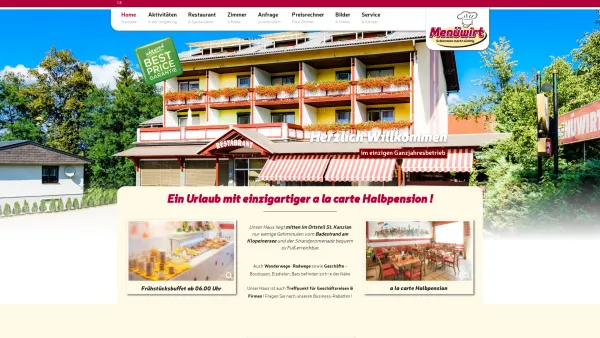 Website Screenshot: Hotel-Restaurant Menüwirt - Home - Gasthof Menüwirt - Date: 2023-06-23 12:07:01