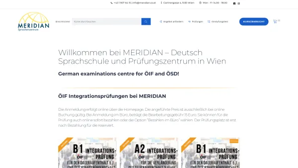 Website Screenshot: Meridian OG - ÖIF Prüfungen bei MERIDIAN - Integrationsprüfungen in Wien - Date: 2023-06-23 12:07:01