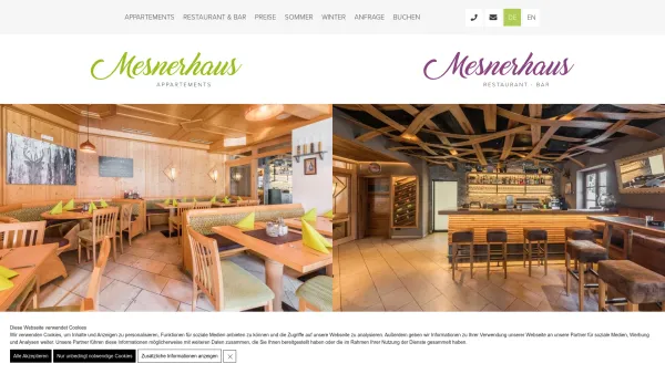Website Screenshot: Regina Cafe Mesnerhaus-Ferienwohnungen Mühlbach am Hochkönig - Mesnerhaus Appartements - Mühlbach am Hochkönig - Date: 2023-06-23 12:07:01