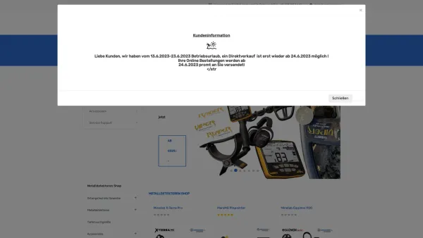 Website Screenshot: Tesoro, Xp, Fisher, Minelab, Golden Mask Metalldetektoren Österreich - Ortungstechnik Hüthmayr Fachgeschäft für Metalldetektoren in Österreich / Austria - Date: 2023-06-15 16:02:34