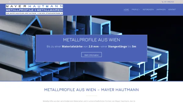 Website Screenshot: Karl Mayers Nachfolger Josef MAYER HAUTMANN METALLPROFLE METALLWAREN - Metallprofile aus Wien Karl Mayer`s Nachfolger! - Date: 2023-06-23 12:07:04