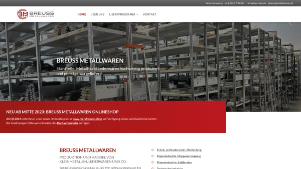 Website Screenshot: Breuss Metallwaren e.U. - Home | Breuss Metallwaren in Bad Vöslau - Date: 2023-06-23 12:07:04
