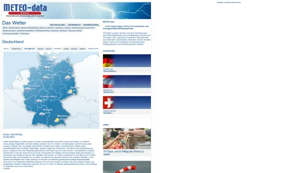 Website Screenshot: bei METEO-data Limited Internationaler Wetterdienstleister - METEO-data / Wetter / Deutschland / heute - Date: 2023-06-23 12:07:04