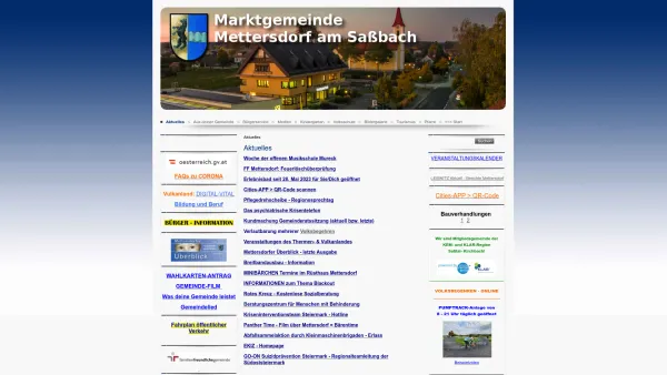 Website Screenshot: Gemeindeamt Mettersdorf am Marktgemeinde Mettersdorf Sassbach - Marktgemeinde Mettersdorf am Saßbach | A-8092 Mettersdorf | Tel: +43 (0) 3477 2301 - Aktuelles - Date: 2023-06-23 12:07:04