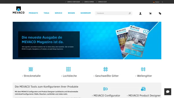 Website Screenshot: MEVACO GmbH - MEVACO: Streckmetalle, Lochbleche, Gitter - FASZINIEREND EINFACH - Date: 2023-06-14 10:43:50