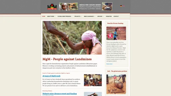 Website Screenshot: MgM Stiftung Menschen gegen Minen e.V. People against Landmines Ensemble contre les mines - People against landmines - Humanitarian demining in Southern Africa - Date: 2023-06-23 12:07:07