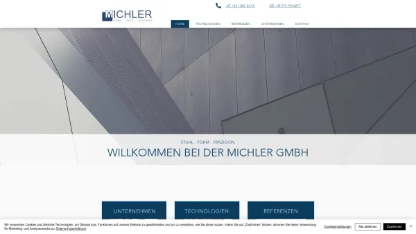 Website Screenshot: Michler GmbH Handelsagentur A2380 Perchtoldsdorf Stahlprofile Gussteile  - Michler GmbH. Feingussteile, Profile, MIM-Teile Federn - Date: 2023-06-23 12:07:07