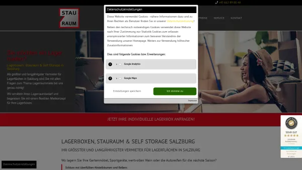 Website Screenshot: Stauraum Realitätenverwertungs GesmbH - Lagerboxen, Stauraum & Self Storage mieten in Salzburg | Zu fairen Preisen - Date: 2023-06-23 12:07:10