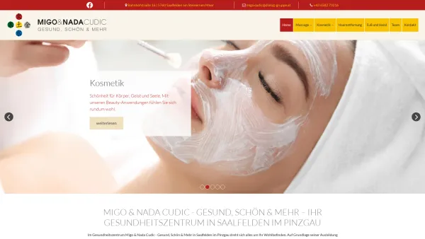 Website Screenshot: Cudic Migo Institut f Massage Kosmetik-Fusspflege - Gesundheitszentrum Saalfelden im Pinzgau - Migo & Nada Cudic - Date: 2023-06-23 12:07:10