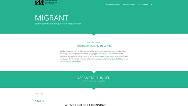 Website Screenshot: Beratungszentrum f Migranten u Migrant - Migrant.at – Beratungszentrum für Migranten und Migrantinnen - Date: 2023-06-23 12:07:10