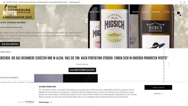 Website Screenshot: Erich Weingut Migsich - Weingut Migsich - Wein, der Momente verschönert - Date: 2023-06-23 12:07:10
