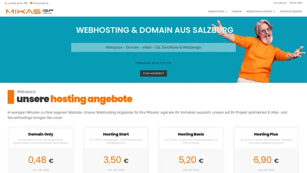 Website Screenshot: MIKAS ISP Werbe GmbH - Webhosting Domain & Webdesign sichere eMails & SSL Zertifikate - Date: 2023-06-14 10:43:53