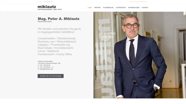 Website Screenshot: Rechtsanwalt Mag. Peter A. Miklautz und Rechtsanwalt Nikolaus Bauer - Home - m i k l a u t z - r e c h t s a n w a e l t e - Date: 2023-06-14 10:43:53