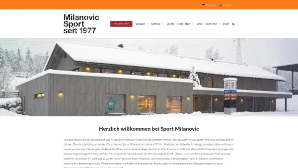 Website Screenshot: Sport Milanovic GMBH - Sport Milanovic - Skiverleih, Verkauf, Service, Depot, Café - Date: 2023-06-26 10:26:33