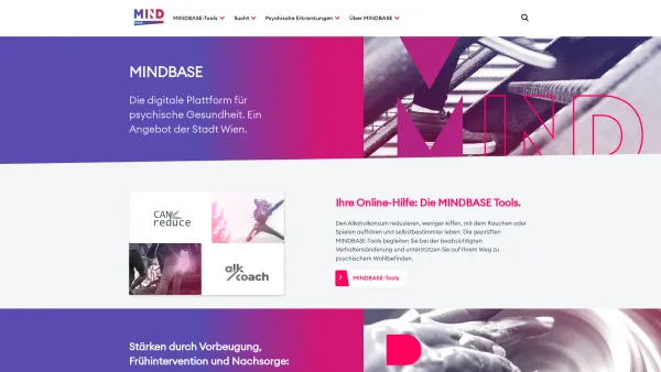 Website Screenshot: mindBase new Media Design - MINDBASE - Die digitale Plattform für psychische Gesundheit. - Date: 2023-06-15 16:02:34