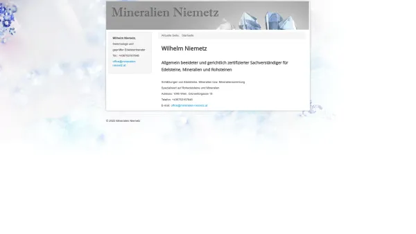 Website Screenshot: Mineralien Niemetz - Startseite - Date: 2023-06-23 12:07:10