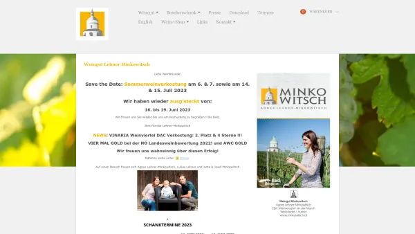 Website Screenshot: WEINGUT UND BUSCHENSCHANK JUTTA JOSEF MINKOWITSCH - Weingut Minkowitsch, Agnes Lehner-Minkowitsch - Date: 2023-06-23 12:07:13