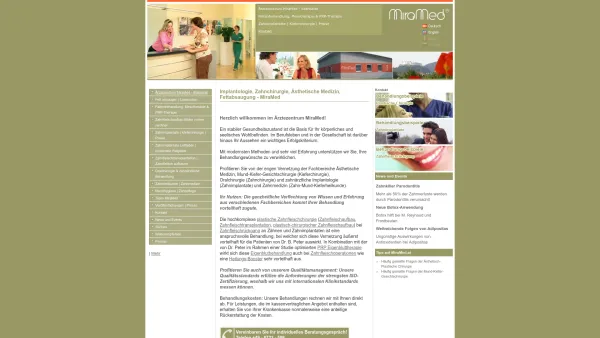Website Screenshot: ÄRZTEZENTRUM MIRAMED - Zahnimplantate, Ästhetische Medizin, Fettabsaugung - Date: 2023-06-23 12:07:13