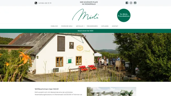 Website Screenshot: Gasthaus Mirli Wienerwald - Willkommen bei Mirli - NEW - Mirli - Date: 2023-06-14 10:38:18