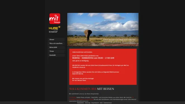 Website Screenshot: mit Reisen GmbH - Willkommen bei mit Reisen | service.deluxe - Date: 2023-06-14 10:37:38