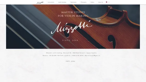 Website Screenshot: Geigenbau Mizzotti - Meisteratelier für Geigenbau, Bad Goisern am Hallstättersee - Date: 2023-06-23 12:07:13
