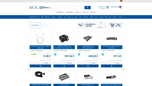 Website Screenshot: M.K. Computer ELECTRONIC GmbH Wien Ersatzteile für HP Compaq Lexmark Acer IBM Xerox Brother Fujitsu Siemens - MK AT - Date: 2023-06-23 12:07:13