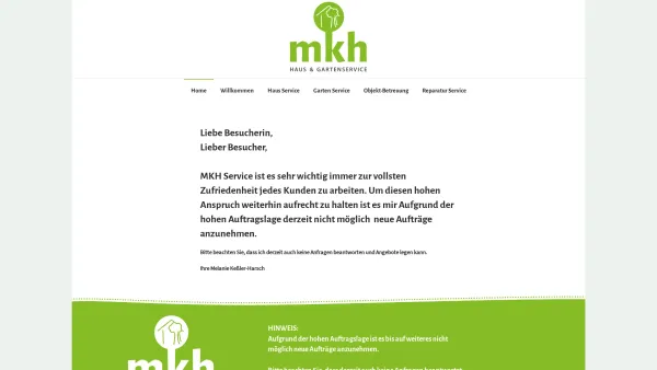 Website Screenshot: MKH Haus & Gartenservice Einfach sauber und gepflegt - Home - Date: 2023-06-14 10:37:49