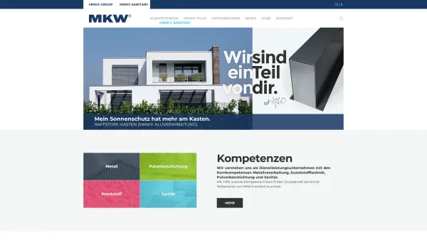 Website Screenshot: MKW Kunststofftechnik GmbH - MKW® - Die Experten für Metallverarbeitung und Kunststoff - Date: 2023-06-15 16:02:34