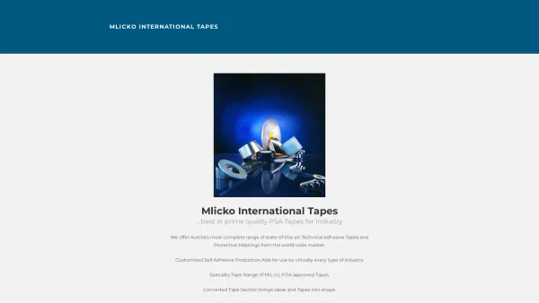 Website Screenshot: Mlicko Industrial Tapes - MIT e.U. - Professional Technical Adhesive Tapes - Date: 2023-06-14 10:43:53