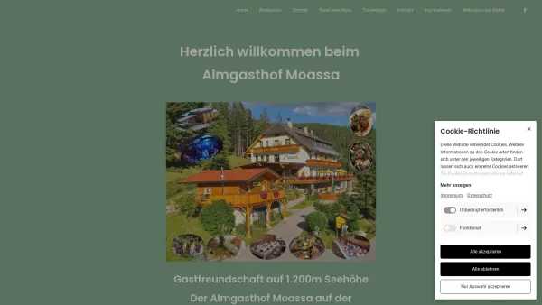 Website Screenshot: Almgasthof Moassa - Essen, Trinken und Schlafen auf der steirischen Rax | Almgasthof Moassa - Date: 2023-06-23 12:07:16