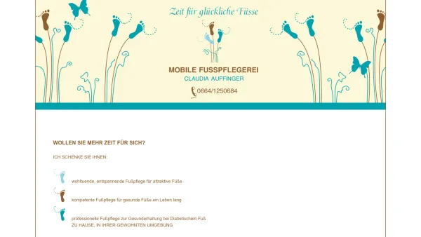 Website Screenshot: Mobile Fusspflegerei 
Claudia Auffinger - Mobile Fussplegerei, Claudia Auffinger | Zeit für glückliche Füsse - Date: 2023-06-23 12:07:16