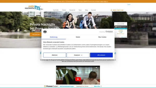 Website Screenshot: mobile nachhilfe, Mag. Kügerl Bildungsmanagement GmbH - Private Nachhilfe: Unsere Nachhilfelehrer kommen zu Ihnen nach Hause! - Date: 2023-06-14 10:43:56
